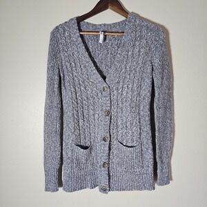 Aeropostale Sweater Womens M Cable Knit  Cardigan Button Front Cozy Preppy‎